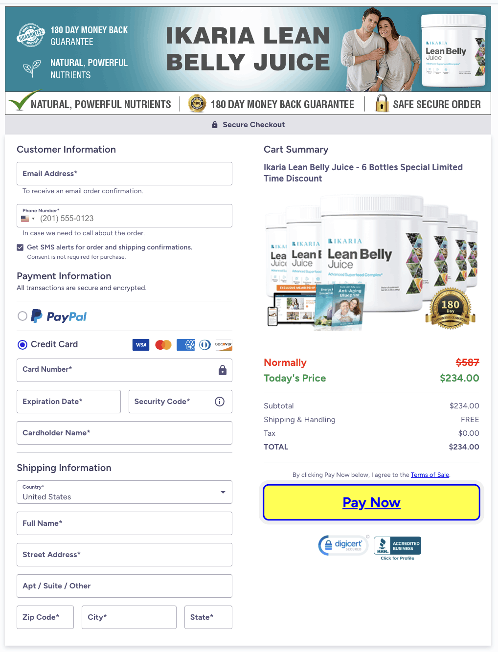 Ikaria-Juice-checkout-page